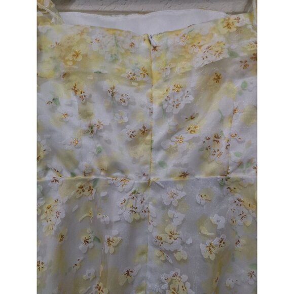 Lucy In The Sky Yellow & White Floral Tie-Up Mini Dress S Party Event - Picture 5 of 9
